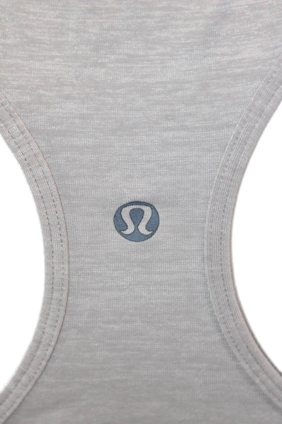 Lululemon Women Basic Sleeveless Tank Gray Cotton Blend Round Neck Size 8