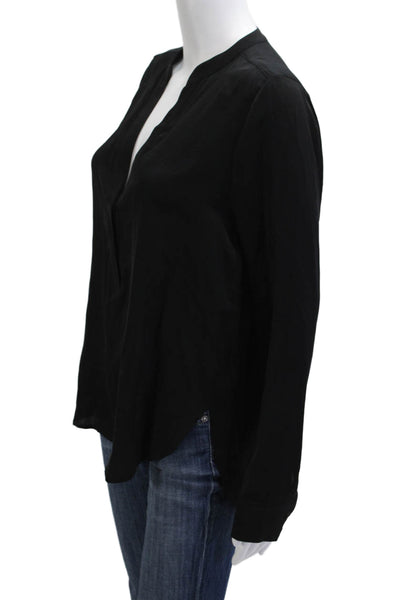 Vince Womens Basic Black Cotton Long Sleeve Blouse Size 6