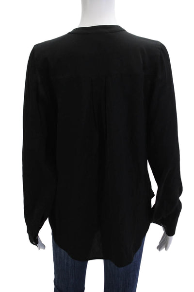 Vince Womens Basic Black Cotton Long Sleeve Blouse Size 6