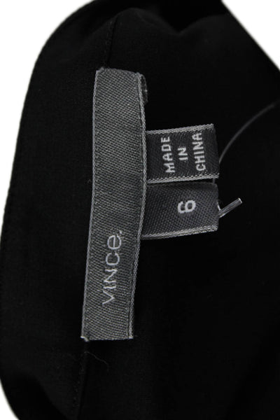 Vince Womens Basic Black Cotton Long Sleeve Blouse Size 6