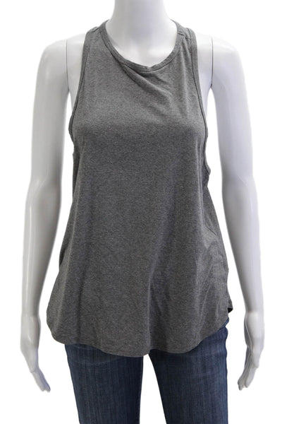 Carbon 38 Women Basic Sleeveless Cotton Blend Tank Gray Crew Neck Size M