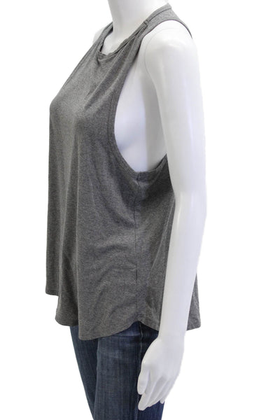 Carbon 38 Women Basic Sleeveless Cotton Blend Tank Gray Crew Neck Size M