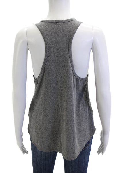 Carbon 38 Women Basic Sleeveless Cotton Blend Tank Gray Crew Neck Size M