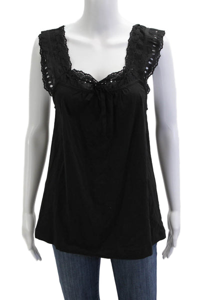 Theory Womens Bohemian Black Viscose Square Neck Sleeveless Tunic Size L