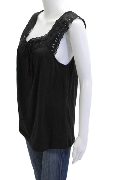 Theory Womens Bohemian Black Viscose Square Neck Sleeveless Tunic Size L