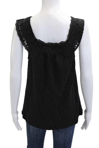 Theory Womens Bohemian Black Viscose Square Neck Sleeveless Tunic Size L