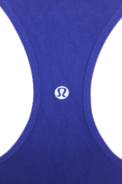 Lululemon Women Basic Sleeveless Cotton Blend Tank Blue Size 8