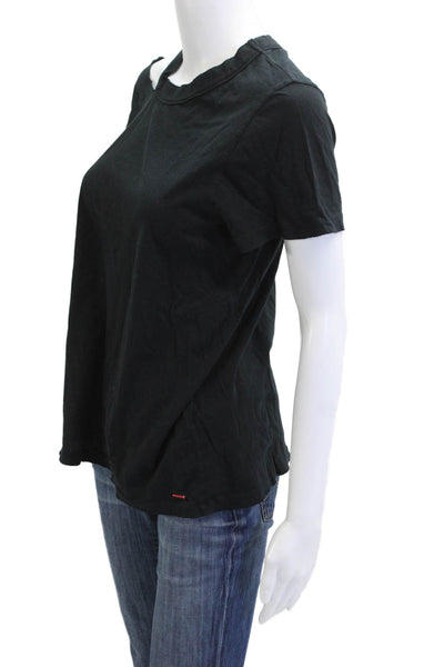 Philanthropy Women Black Silk Crew Neck Short Sleeve T-Shirt Grunge Size M