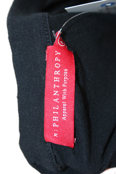 Philanthropy Women Black Silk Crew Neck Short Sleeve T-Shirt Grunge Size M