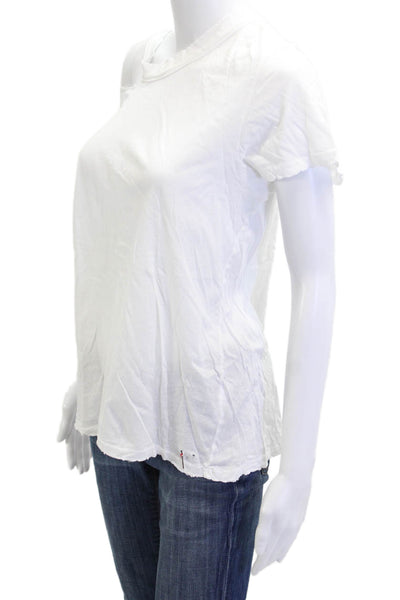 Philanthropy Women Basic Cotton White Crew Neck T-Shirt Short Sleeve Size M
