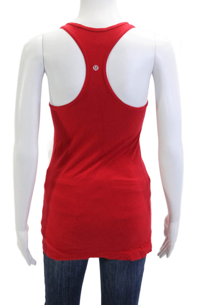 Lululemon Womens Basic Red Cotton Blend Sleeveless Round Neck Tank Size 8