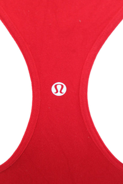 Lululemon Womens Basic Red Cotton Blend Sleeveless Round Neck Tank Size 8