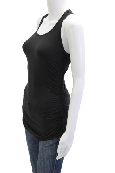 Equinox Women Basic Black Cotton Blend Sleeveless Round Neck Tank Size XS