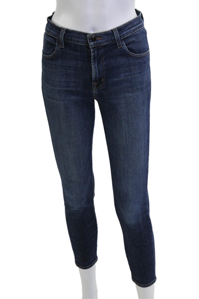 J Brand Womens Ankle Skinny Jeans Dark Blue Mid Rise Button 29in Size 27