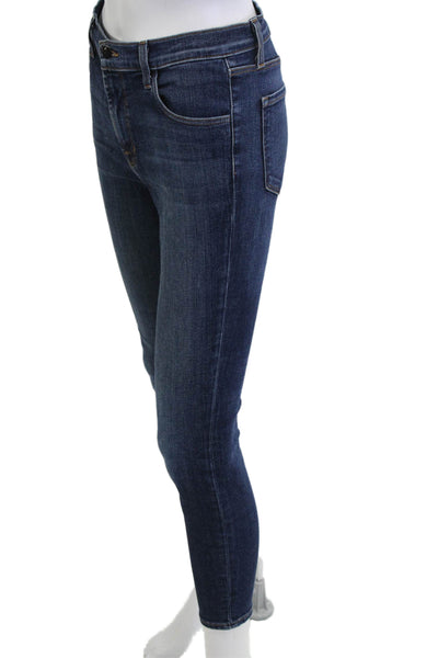 J Brand Womens Ankle Skinny Jeans Dark Blue Mid Rise Button 29in Size 27