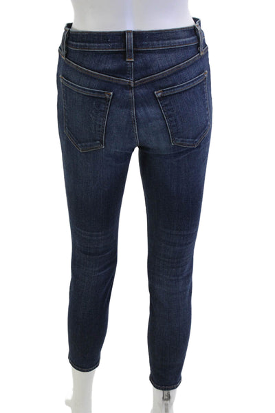 J Brand Womens Ankle Skinny Jeans Dark Blue Mid Rise Button 29in Size 27