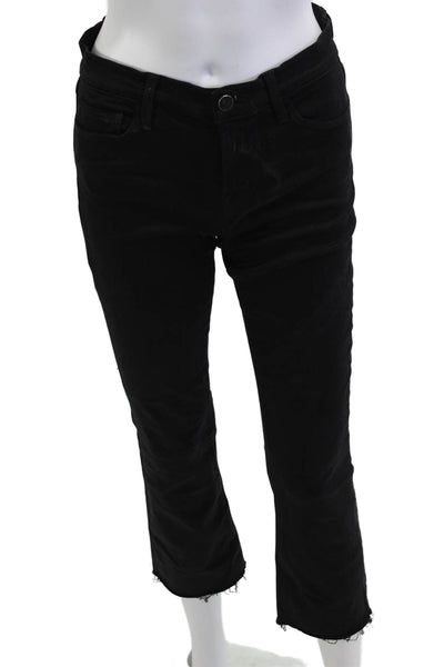 J Brand Womens Ankle Cropped Black Pants Button Mid Rise Size 26