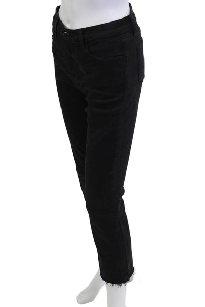 J Brand Womens Ankle Cropped Black Pants Button Mid Rise Size 26