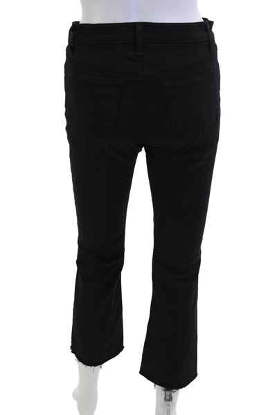 J Brand Womens Ankle Cropped Black Pants Button Mid Rise Size 26