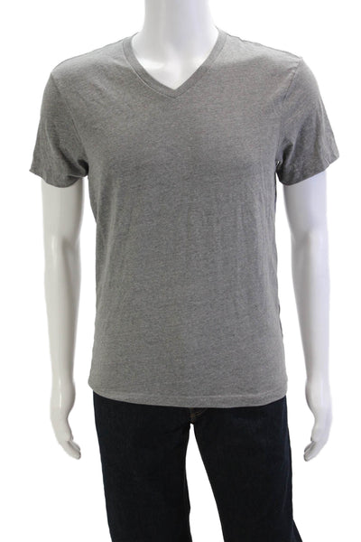 J Crew Mens V-Neck Gray T-Shirt 50% Cotton 50% Repreve Short Sleeve Size S