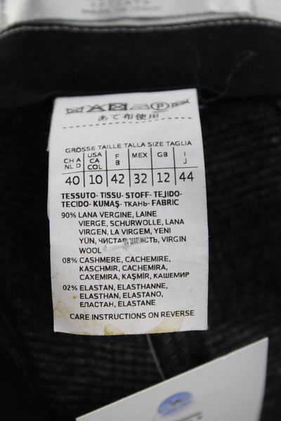 Max Mara Women Ankle Cropped Check Wool Pants Dark Gray Size 10