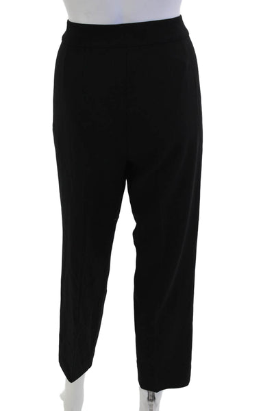 St. John Caviar Womens Ankle Cropped Dress Pants Black Wool Hook & Eye Size 8