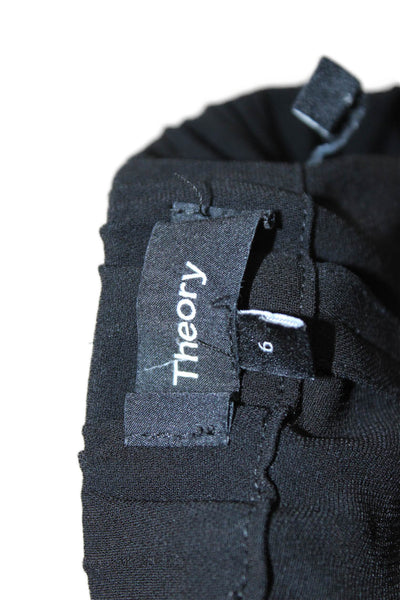 Theory Womens Ankle Cropped Black Cotton Pants Size 6