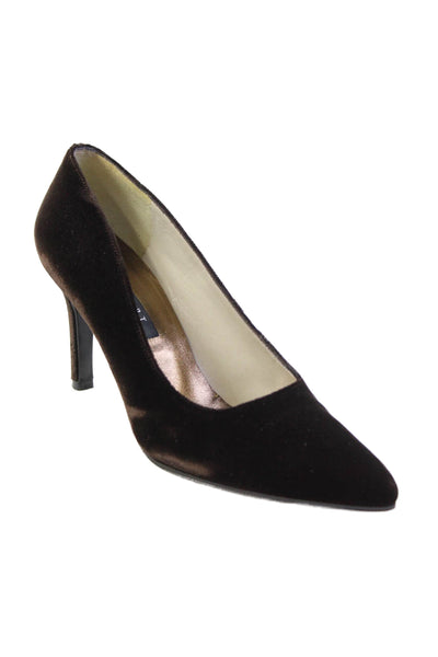 Stuart Weitzman Womens Velvet Pointed Toe Tia Pumps Brown Size 9 B