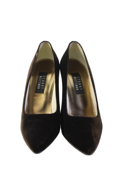 Stuart Weitzman Womens Velvet Pointed Toe Tia Pumps Brown Size 9 B
