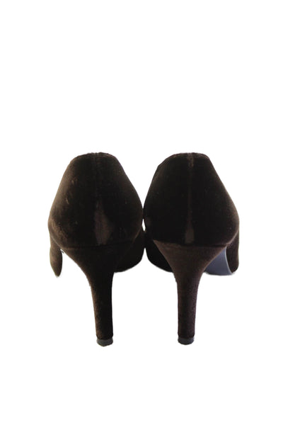 Stuart Weitzman Womens Velvet Pointed Toe Tia Pumps Brown Size 9 B