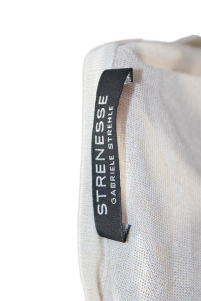 Strenesse Gabriele Strehle Women Beige Cotton Tee 3/4 Sleeve Size S