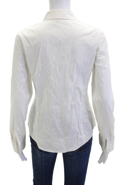 Theory Women Basic Collared White Long Sleeve Button-Up Size M