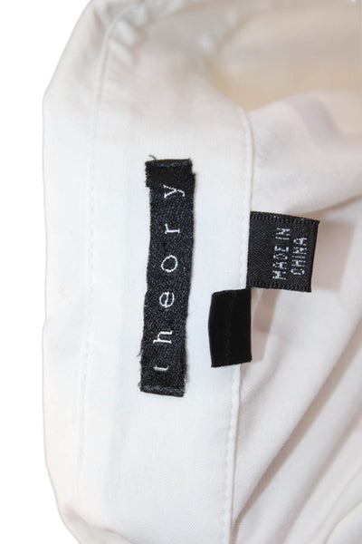 Theory Women Basic Collared White Long Sleeve Button-Up Size M