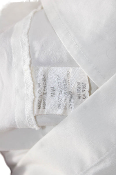 Theory Women Basic Collared White Long Sleeve Button-Up Size M