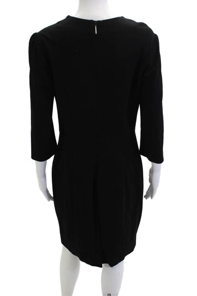Jason Wu Womens Sheath Dress Black 3/4 Sleeve Round Neck Floral Size 10