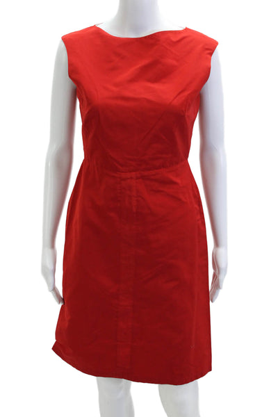 Jil Sander Women Sheath Dress Red Sleeveless Round-Neck Knee-Length Size S