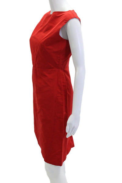 Jil Sander Women Sheath Dress Red Sleeveless Round-Neck Knee-Length Size S