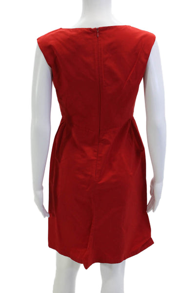 Jil Sander Women Sheath Dress Red Sleeveless Round-Neck Knee-Length Size S