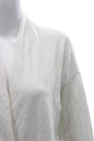 Eileen Fisher Unisex Cardigan White Organic Linen Cotton Long Sleeve Size S