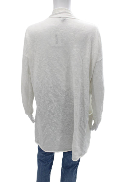Eileen Fisher Unisex Cardigan White Organic Linen Cotton Long Sleeve Size S