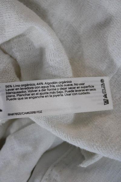 Eileen Fisher Unisex Cardigan White Organic Linen Cotton Long Sleeve Size S