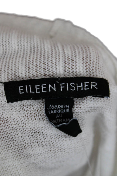 Eileen Fisher Unisex Cardigan White Organic Linen Cotton Long Sleeve Size S