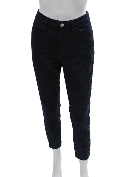 Peter Millar Women Dark Blue Cropped Ankle Pants Cotton Blend Button Size 8