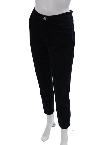 Peter Millar Women Dark Blue Cropped Ankle Pants Cotton Blend Button Size 8