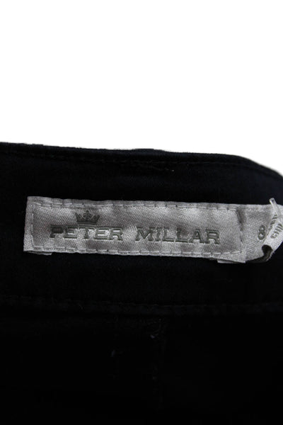 Peter Millar Women Dark Blue Cropped Ankle Pants Cotton Blend Button Size 8