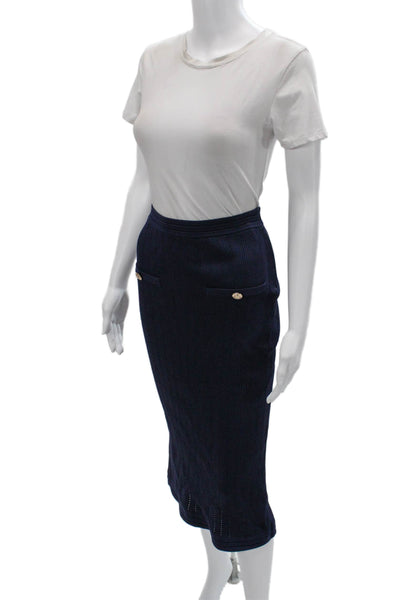 Zara Women Straight Pencil Striped Dark Blue Skirt Size S