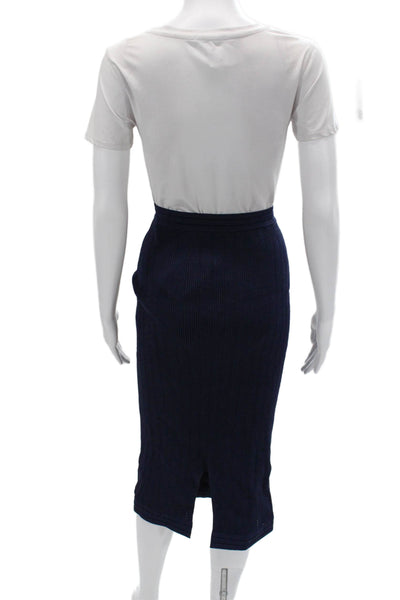 Zara Women Straight Pencil Striped Dark Blue Skirt Size S