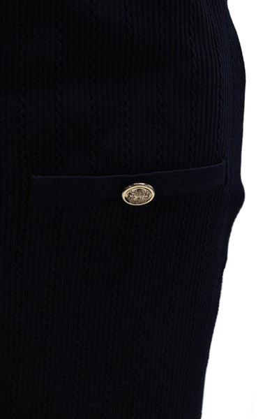 Zara Women Straight Pencil Striped Dark Blue Skirt Size S