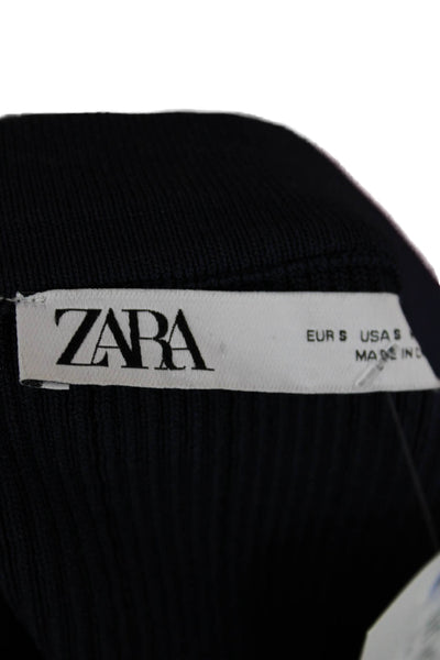 Zara Women Straight Pencil Striped Dark Blue Skirt Size S