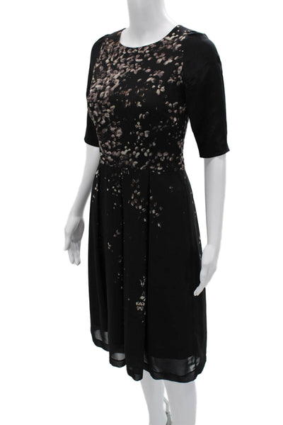Cynthia Steffe Women Fit & Flare Dress Black 3/4 Sleeve Rayon Size S